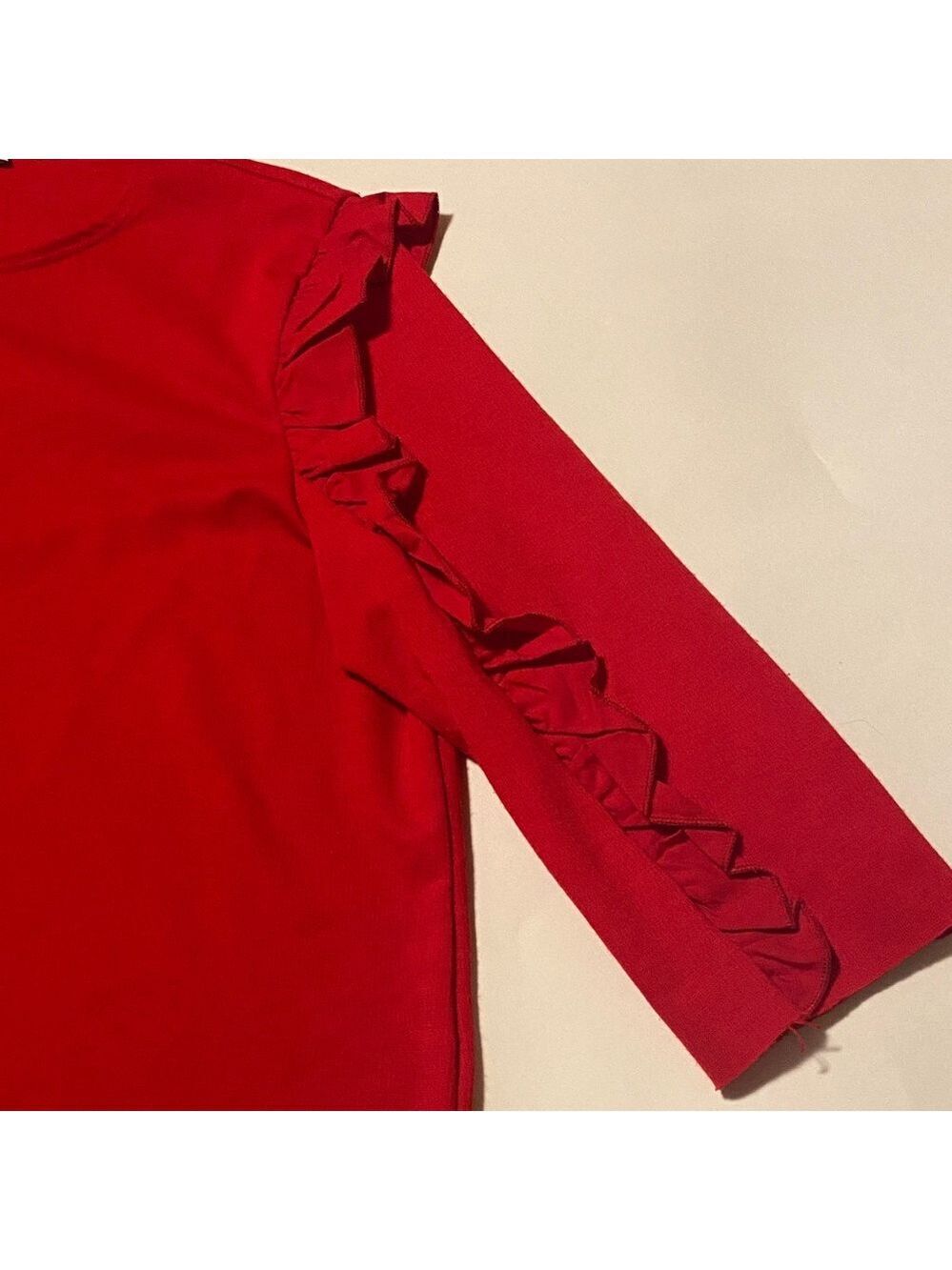 Red Ruffle Sleeve Top - Picture 4 of 6
